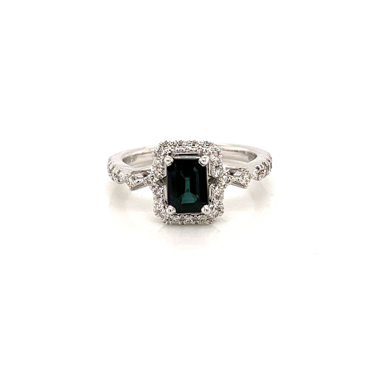 Gemstone Jewelry 14K White Sapphire and Diamond Ring
