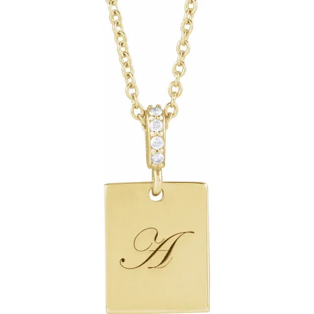14K Yellow 0.04 ctw Natural Diamond Engravable Pendant