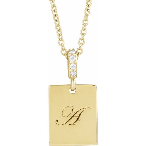 Load image 1 in gallery view. 14K Yellow 0.04 ctw Natural Diamond Engravable Pendant