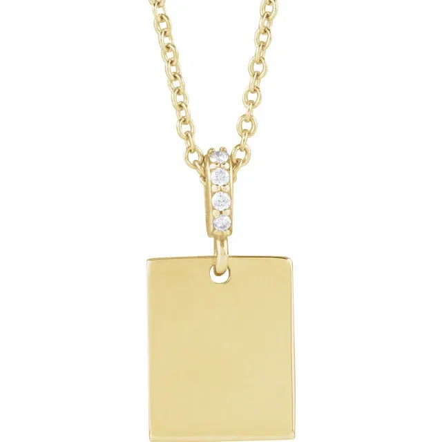 14K Yellow .04 CTW Natural Diamond Engravable Pendant - Farsi Jewelers