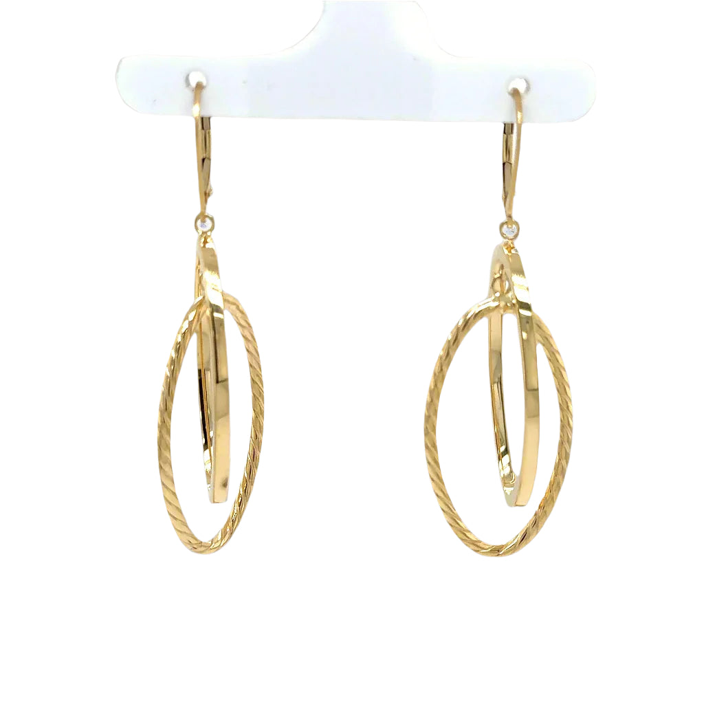14KY Fancy diamond cut Drop Earrings