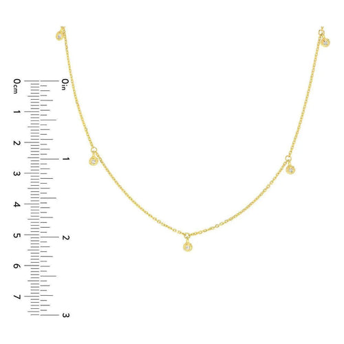 Load image 1 in gallery view. 14K Gold 1/15 ctw Diamond Dangle Bezel Station Necklace