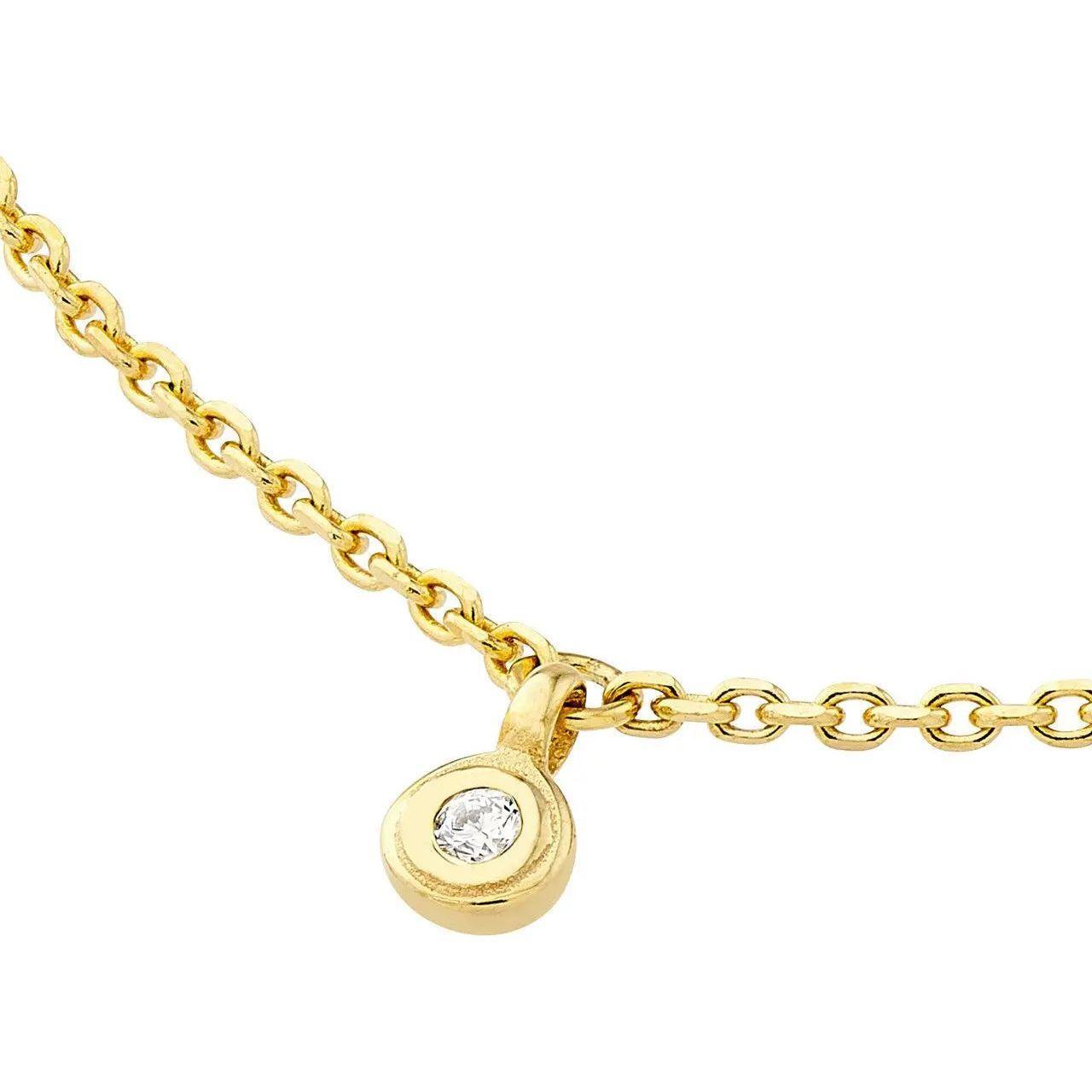 14K Gold 1/15 ctw Diamond Dangle Bezel Station Necklace