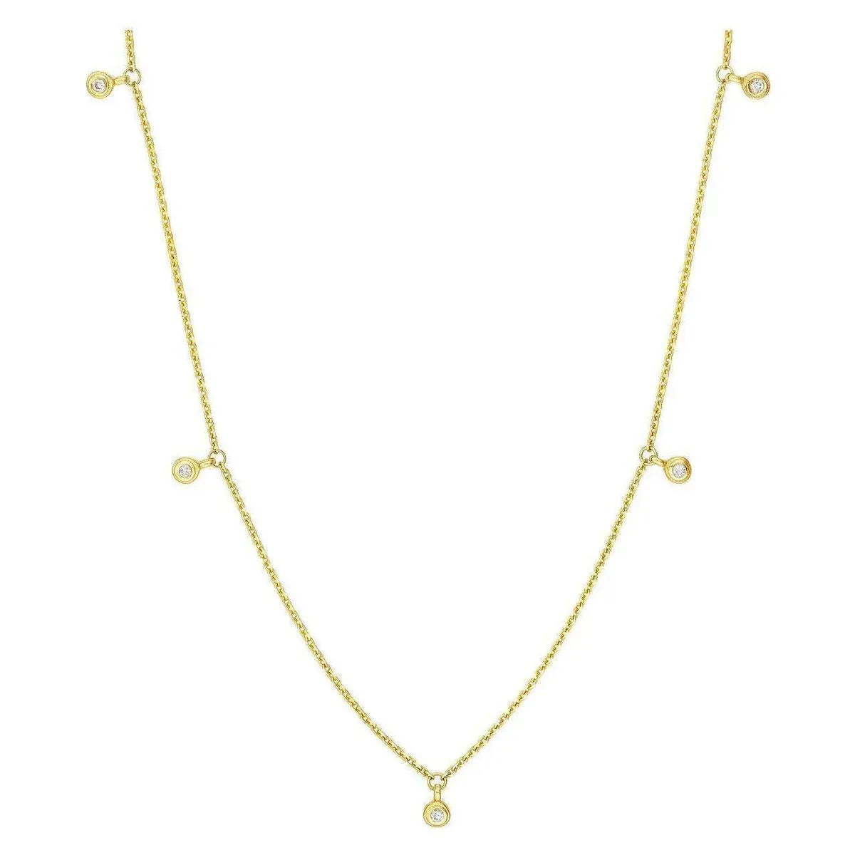Diamond Jewelry Collections 14K Yellow 14K Gold 1/15 ctw Diamond Dangle Bezel Station Necklace