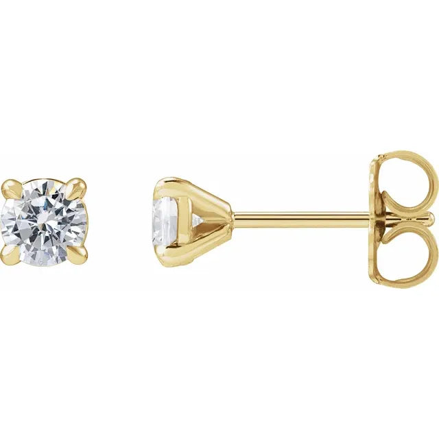 Diamond Jewelry Collections 1/5 ctw 14K Yellow Lab-Grown Diamond 4-Prong Stud Earrings