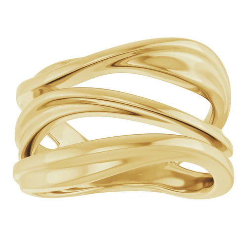 Load image 1 in gallery view. 14K Yellow Negative Space -Multi Row Ring -