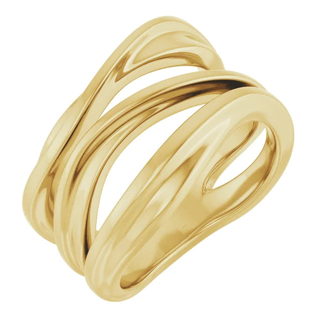 14K Yellow Negative Space -Multi Row Ring -