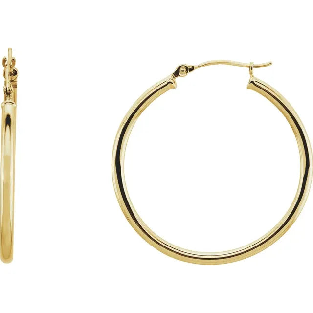 Gold Fashion Jewelry 14KY 30mm 14K Hoop Earrings