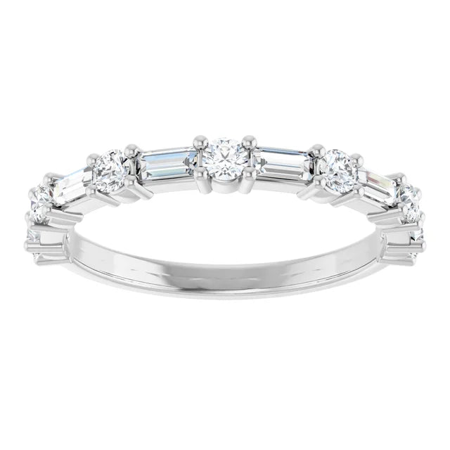 14KW 0.65 ctw Diamond Baguette and Round Wedding Band