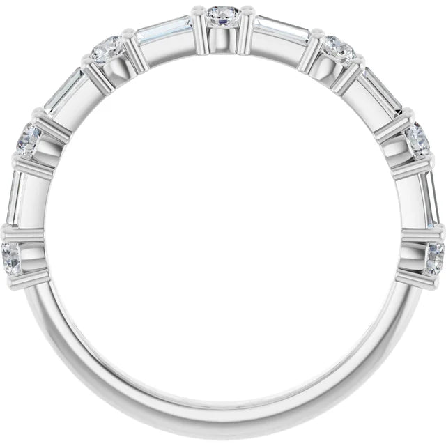 14KW 0.65 ctw Diamond Baguette and Round Wedding Band