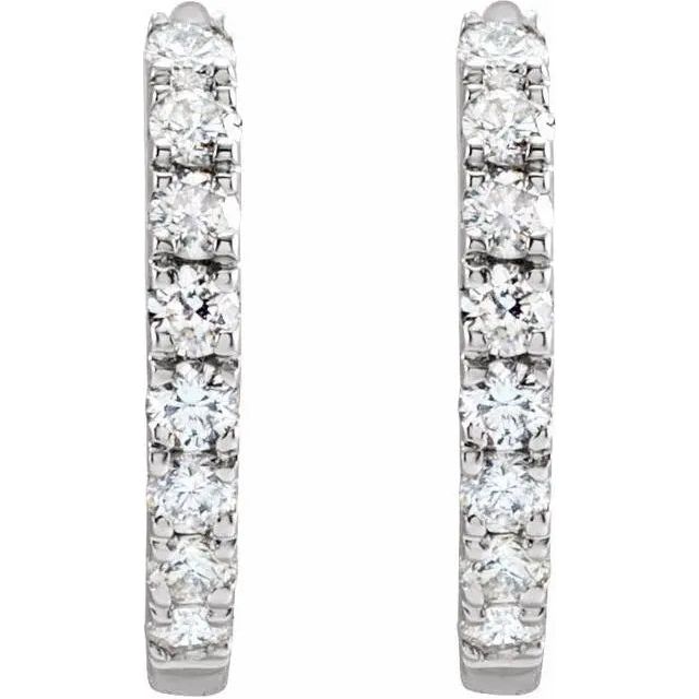 14KW 1/5 CTW Lab-Grown Diamond 12 mm Hoop Earrings  Farsi Jewelers