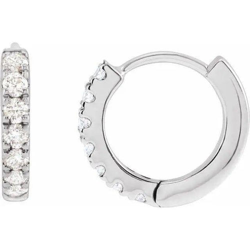 Load image 1 in gallery view. Diamond Jewelry Collections 14K White Gold Lab-Grown Diamond Huggie Hoop Earrings 0.25 ctw