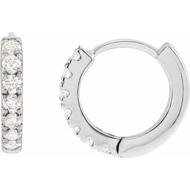 Diamond Jewelry Collections 14K White Gold Lab-Grown Diamond Huggie Hoop Earrings 0.25 ctw