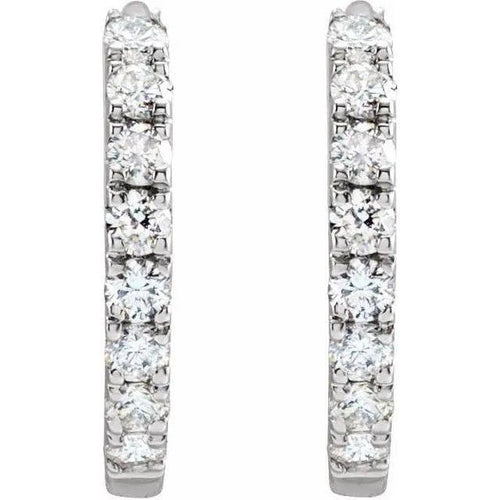 Load image 1 in gallery view. Diamond Jewelry Collections 14K White Gold Lab-Grown Diamond Huggie Hoop Earrings 0.25 ctw