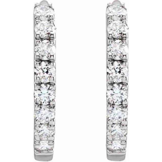 Diamond Jewelry Collections 14K White Gold Lab-Grown Diamond Huggie Hoop Earrings 0.25 ctw