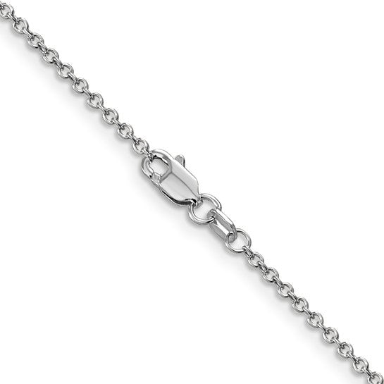 14K White Gold Chain -1.4mm Round Open Link Cable