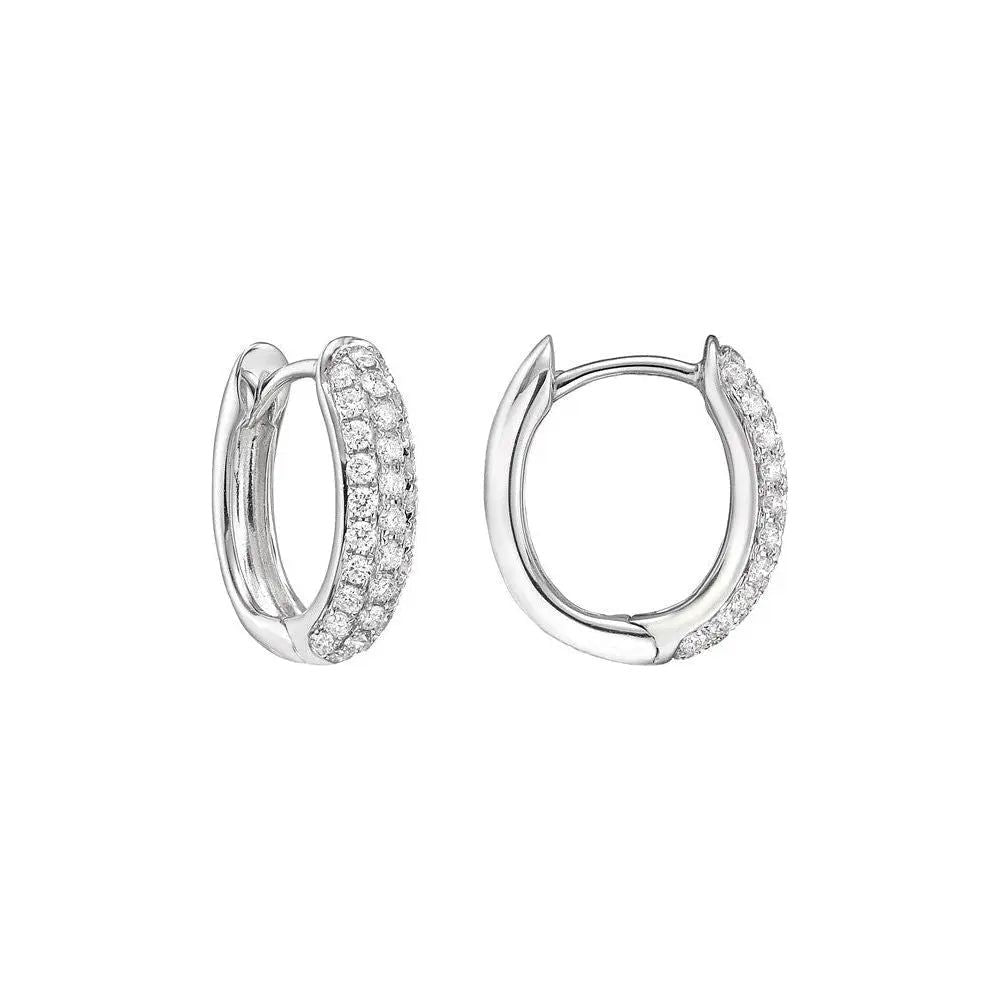 Diamond Jewelry Collections 14K White Gold 2-Row Pavé Diamond Hoop Earrings – 0.50 ctw