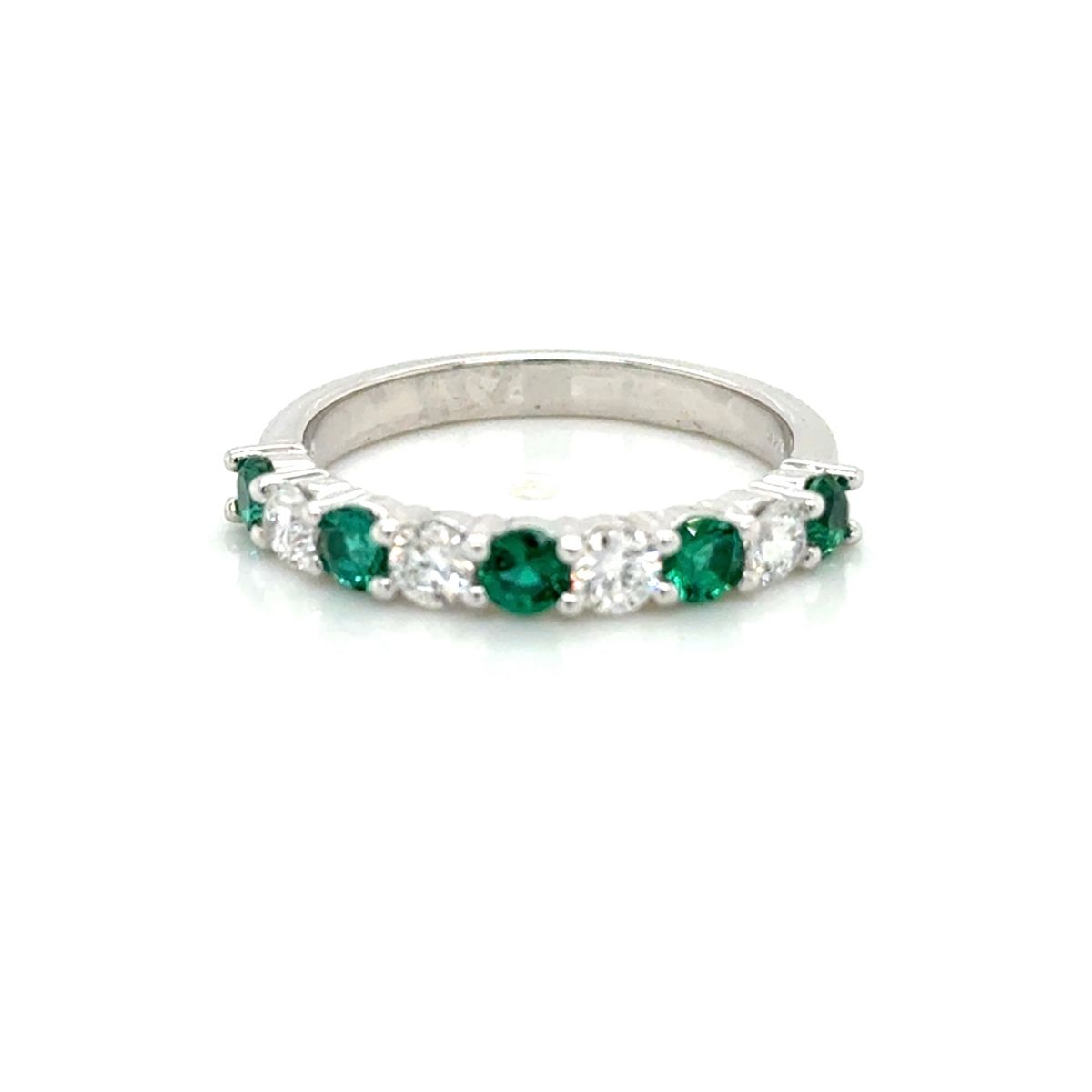 Gemstone Jewelry 14K White Emerald and Diamond Ring