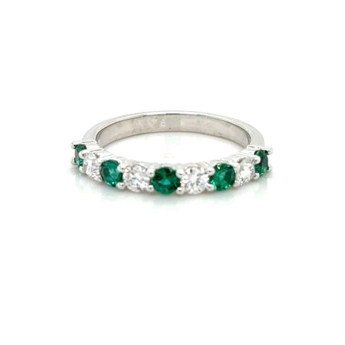 Load image 1 in gallery view. Gemstone Jewelry 14K White Emerald and Diamond Ring