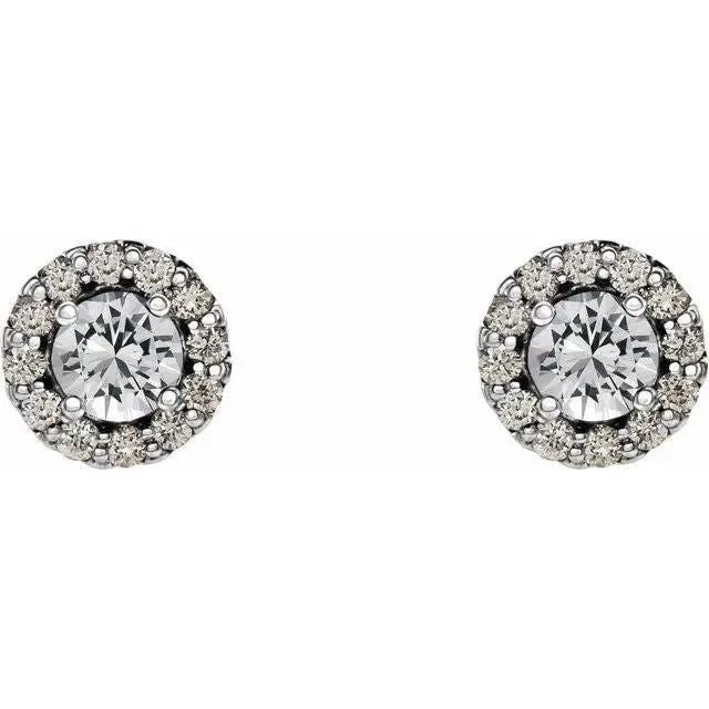 14KW C-1ctw Lab-Grown Halo-1/8 CTW Natural Diamond Earrings  Farsi Jewelers