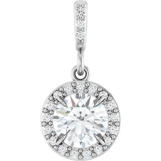 Diamond Jewelry Collections 14K White Gold 0.75 ctw Lab-Grown Diamond Halo Necklace