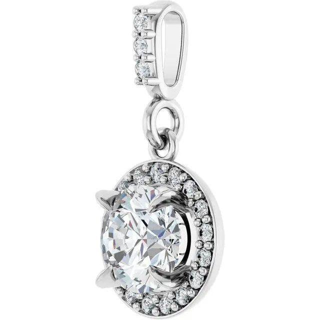 Diamond Jewelry Collections 14K White Gold 0.75 ctw Lab-Grown Diamond Halo Necklace