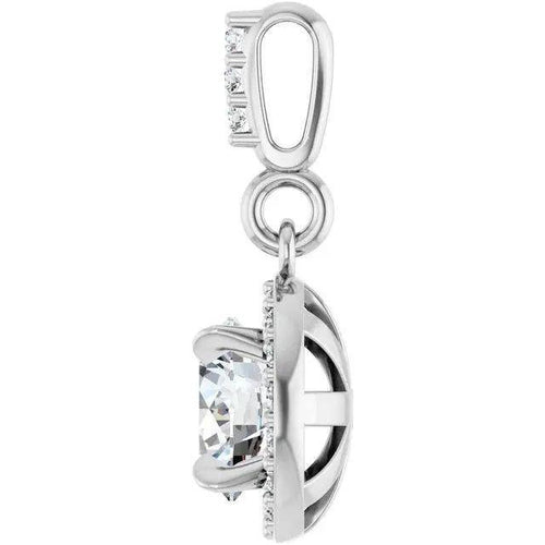 Load image 1 in gallery view. Diamond Jewelry Collections 14K White Gold 0.75 ctw Lab-Grown Diamond Halo Necklace