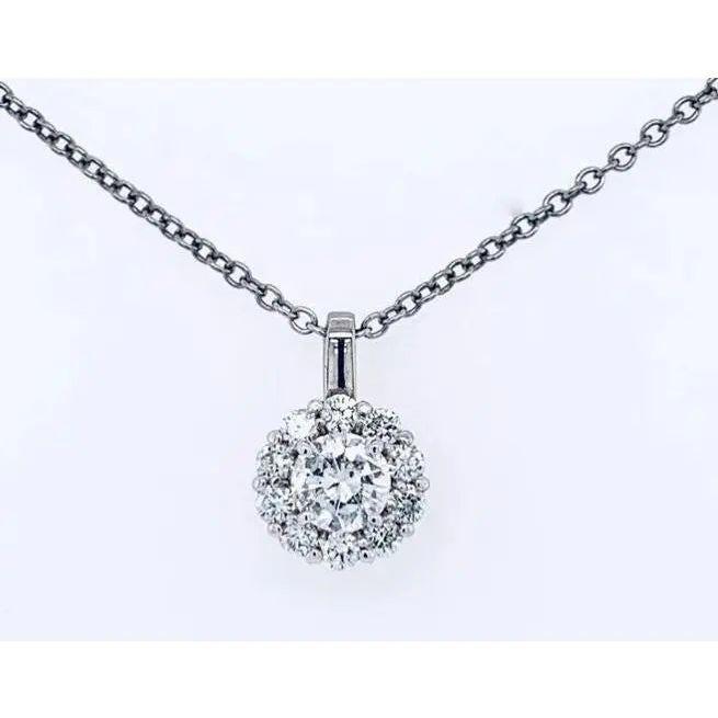 Diamond Jewelry Collections 14K White Gold Diamond Halo Pendant 0.50 ctw