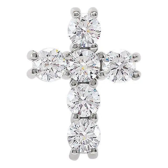 Diamond Jewelry Collections 14K White Gold Diamond Cross Pendant 0.50 ctw
