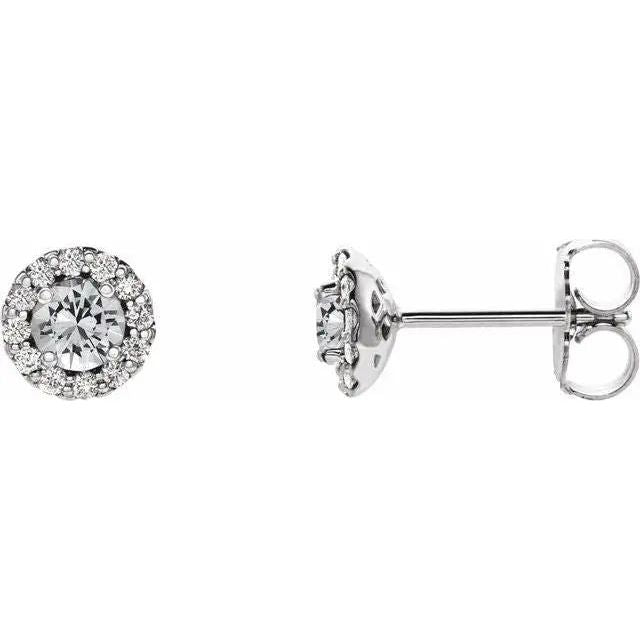 14KW Gold 1.15 Ctw Halo Lab Grown Diamond Stud Earrings - Farsi Jewelers
