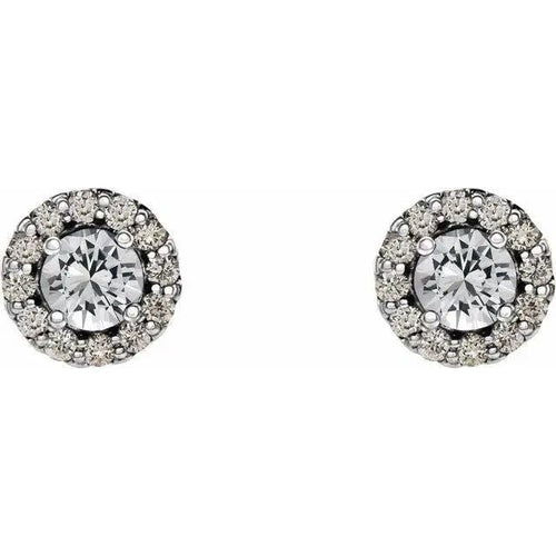 Load image 1 in gallery view. 14KW Gold 1.15 Ctw Halo Lab Grown Diamond Stud Earrings - Farsi Jewelers