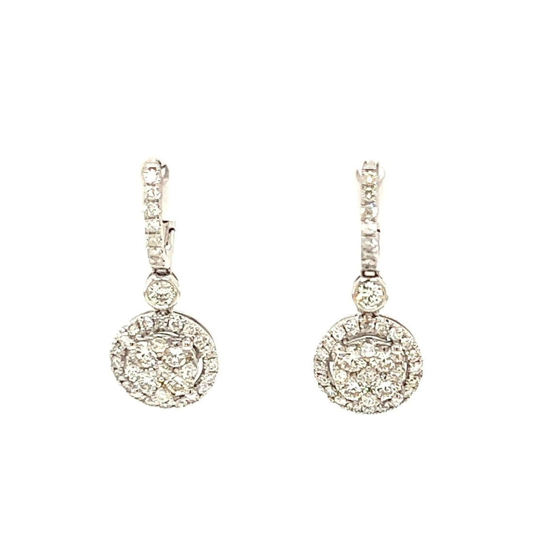 14KW Halo-Diamond Drop-Earring 1.10 ctw  Farsi Jewelers