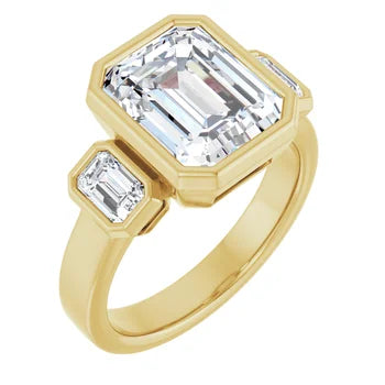 Load image 1 in gallery view. 14KY 9x7 mm Emerald Engagement Ring (Semi Mount Only) - Farsi Jewelers
