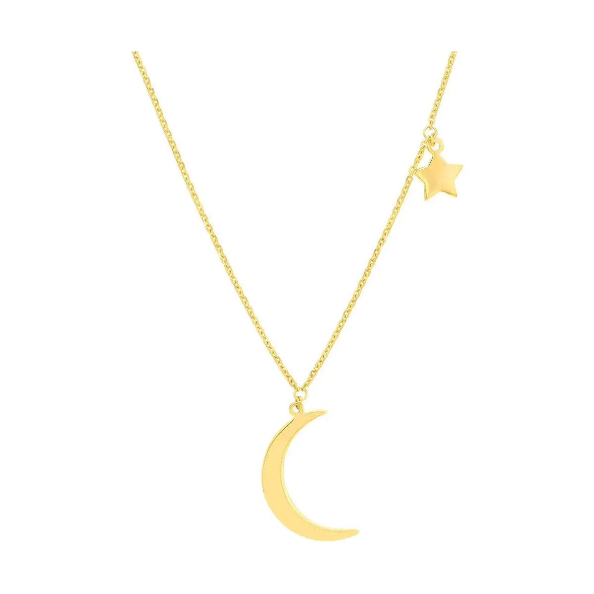 14KY Gold CRESCENT MOON and STAR ADJ NECKLACE - Farsi Jewelers