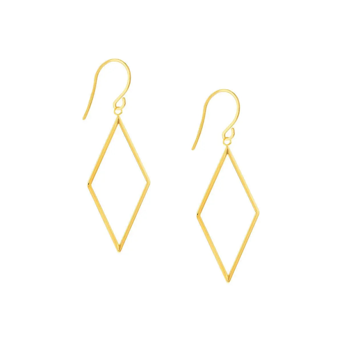 14KY Gold Draw The Line Diamond Shape Earrings - Farsi Jewelers