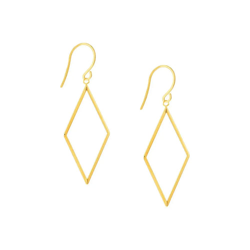 Load image 1 in gallery view. 14K Yellow Gold Diamond Shape Drop Earrings