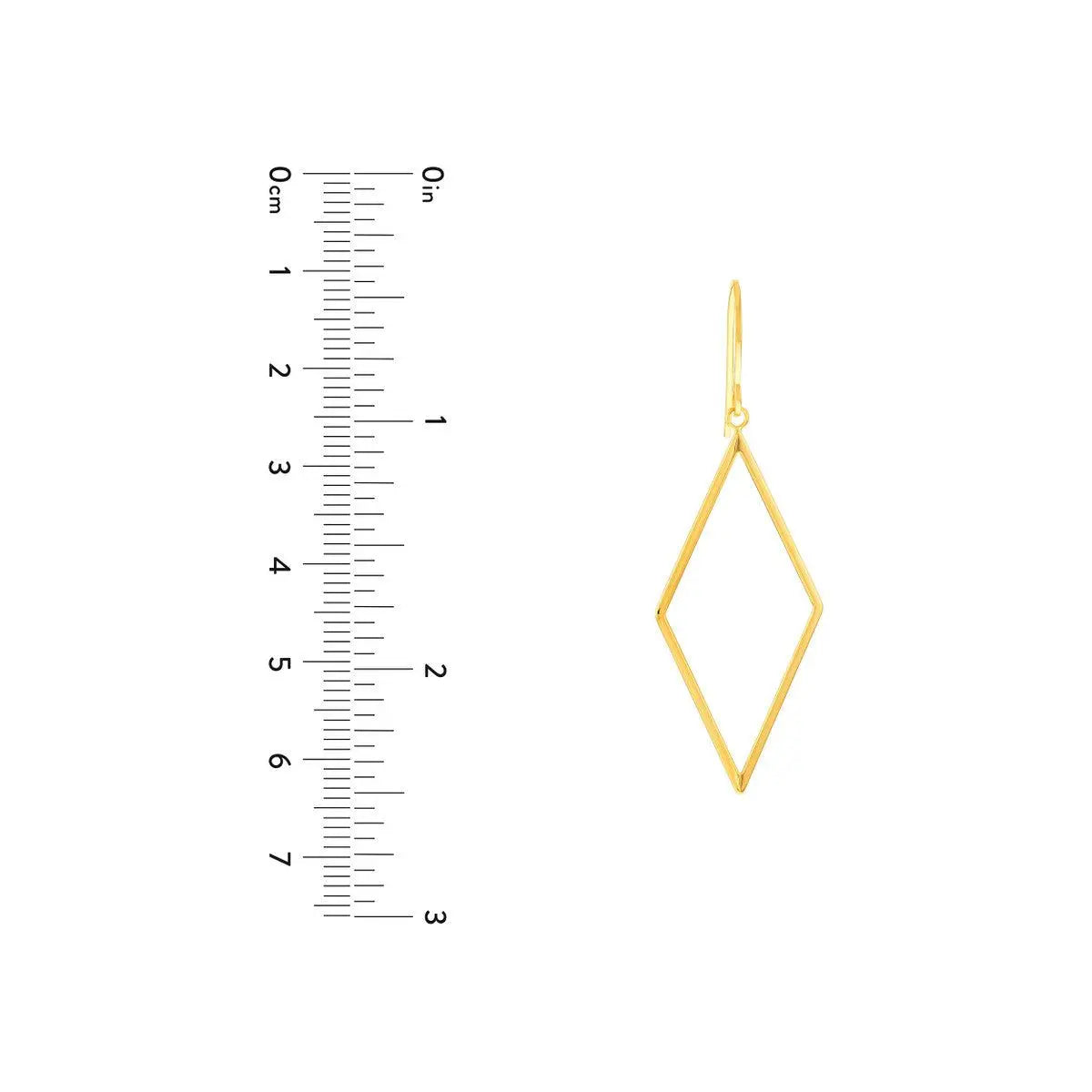 14K Yellow Gold Diamond Shape Drop Earrings
