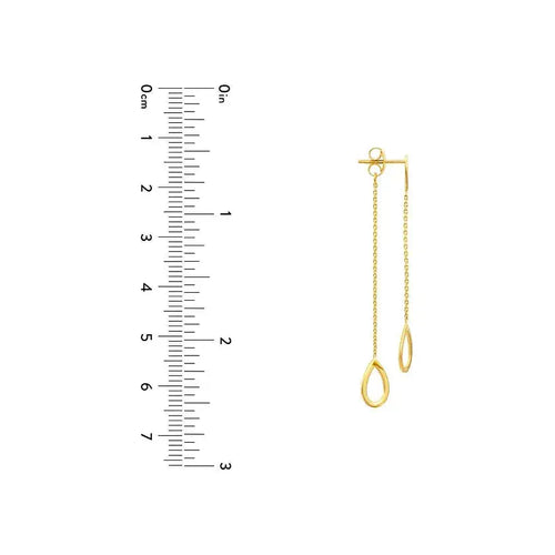 Load image 1 in gallery view. 14K Yellow Gold Front to Back Tear Drop Earrings