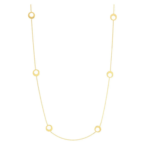 Load image 1 in gallery view. 14K Yellow Gold Half Open Circle Station Necklace