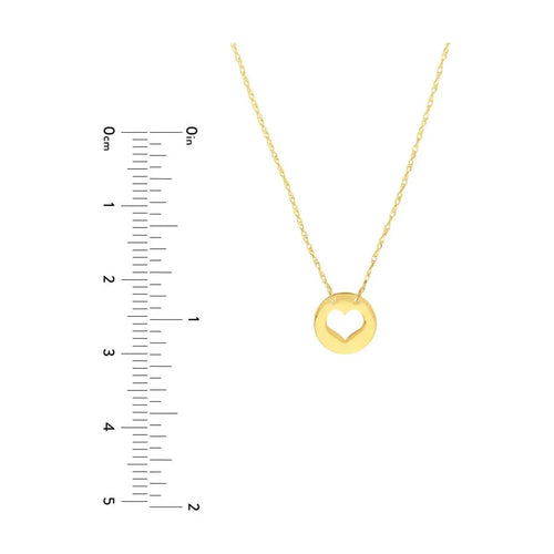 Load image 1 in gallery view. 14K Yellow Gold Mini Disc Cutout Heart Necklace