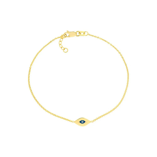Load image 1 in gallery view. 14K Yellow Gold Mini Evil Eye Adjustable Bracelet – Dainty Protection Jewelry
