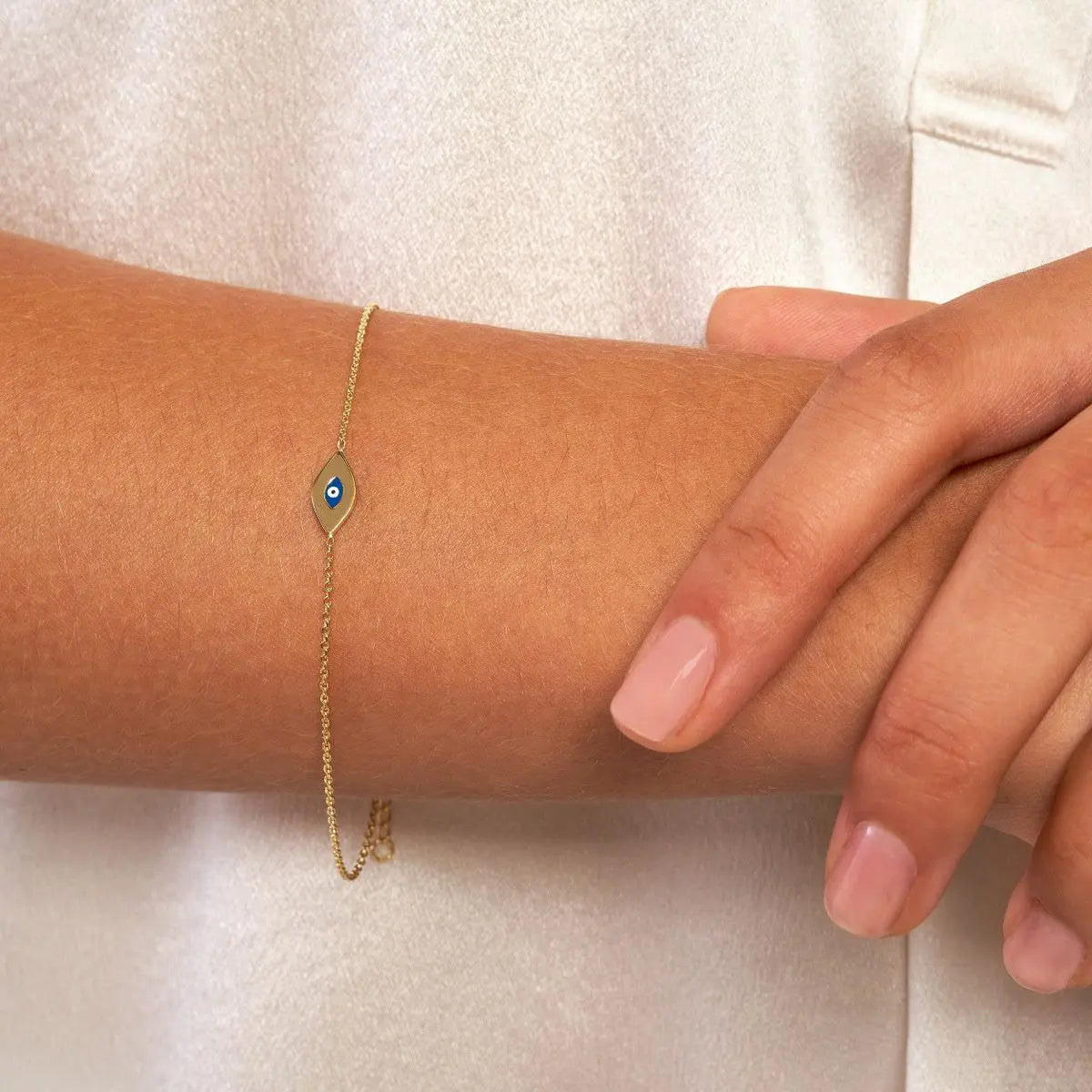 14KY Mini Evil Eye Adjustable Bracelet - Farsi Jewelers
