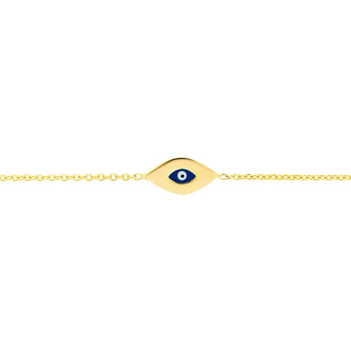 Load image 1 in gallery view. 14K Yellow Gold Mini Evil Eye Adjustable Bracelet – Dainty Protection Jewelry