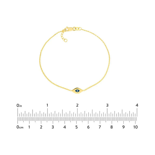 Load image 1 in gallery view. 14K Yellow Gold Mini Evil Eye Adjustable Bracelet – Dainty Protection Jewelry