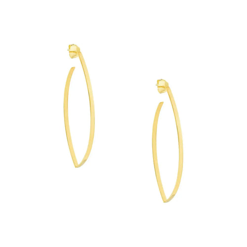 Load image 1 in gallery view. 14K Yellow Gold Marquise Hoop Earrings