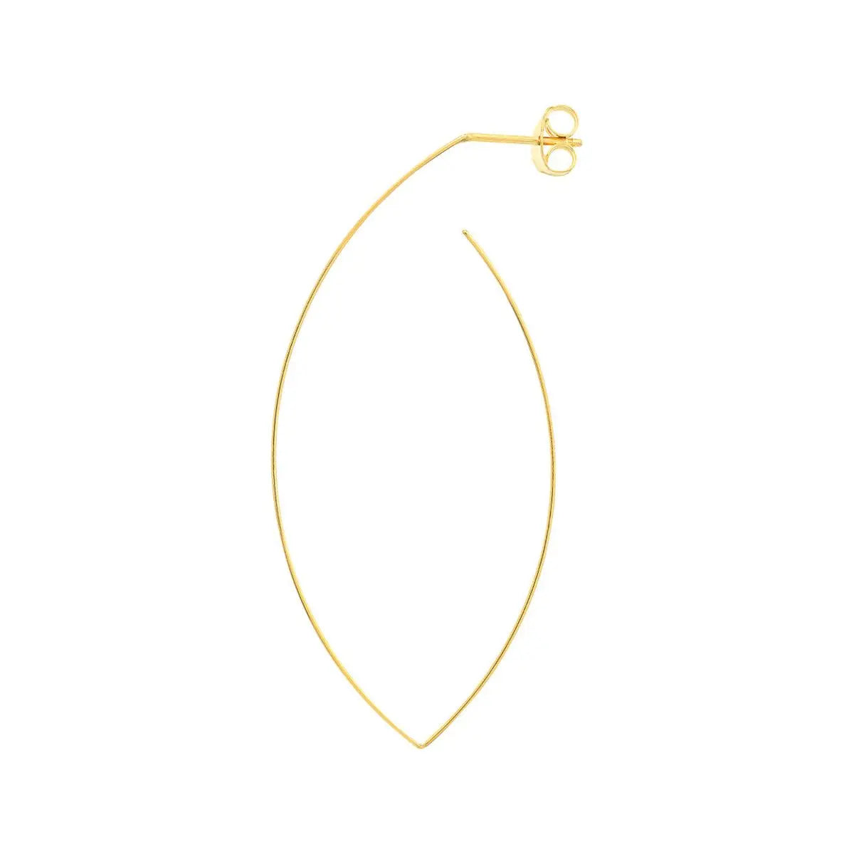 14K Yellow Gold Marquise Hoop Earrings