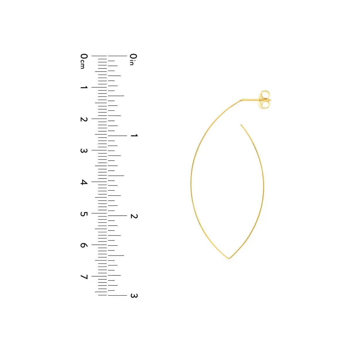 14K Yellow Gold Marquise Hoop Earrings