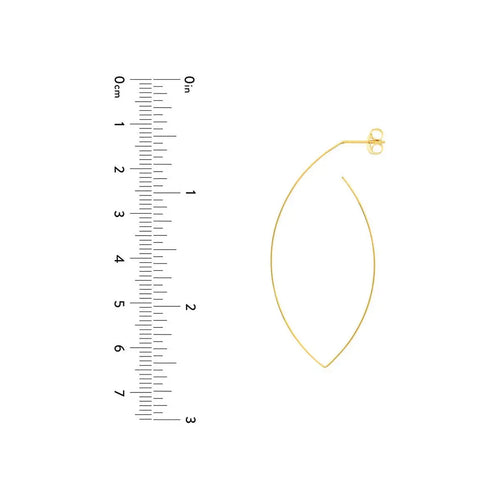 Load image 1 in gallery view. 14K Yellow Gold Marquise Hoop Earrings
