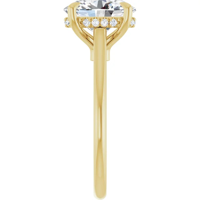 14KY Yellow Oval Lab-Grown Diamond Engagement Ring - Hidden Halo