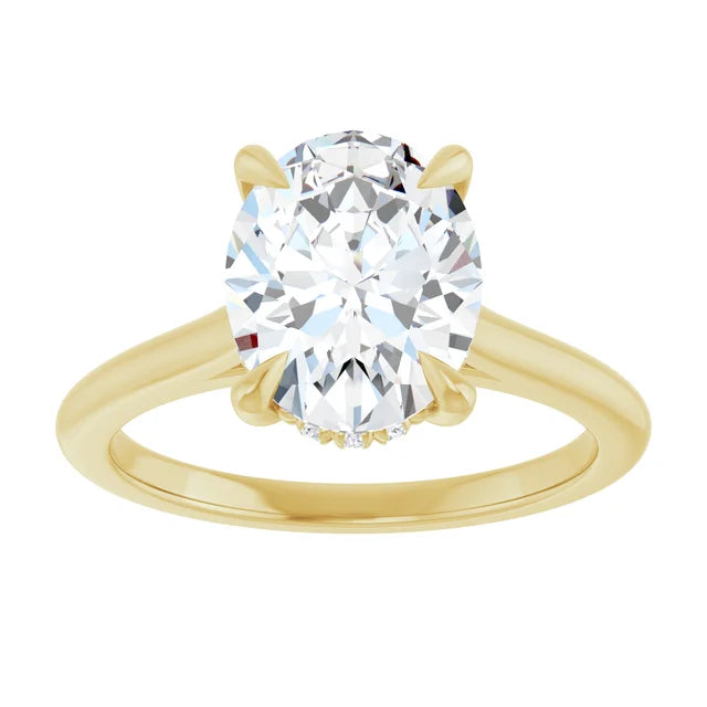 14KY Yellow Oval Lab-Grown Diamond Engagement Ring - Hidden Halo